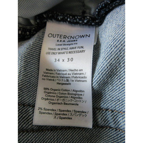 OUTERKNOWN Blue Denim 34x29 Cotton Spandex Straight Leg Jeans - Picture 6 of 6